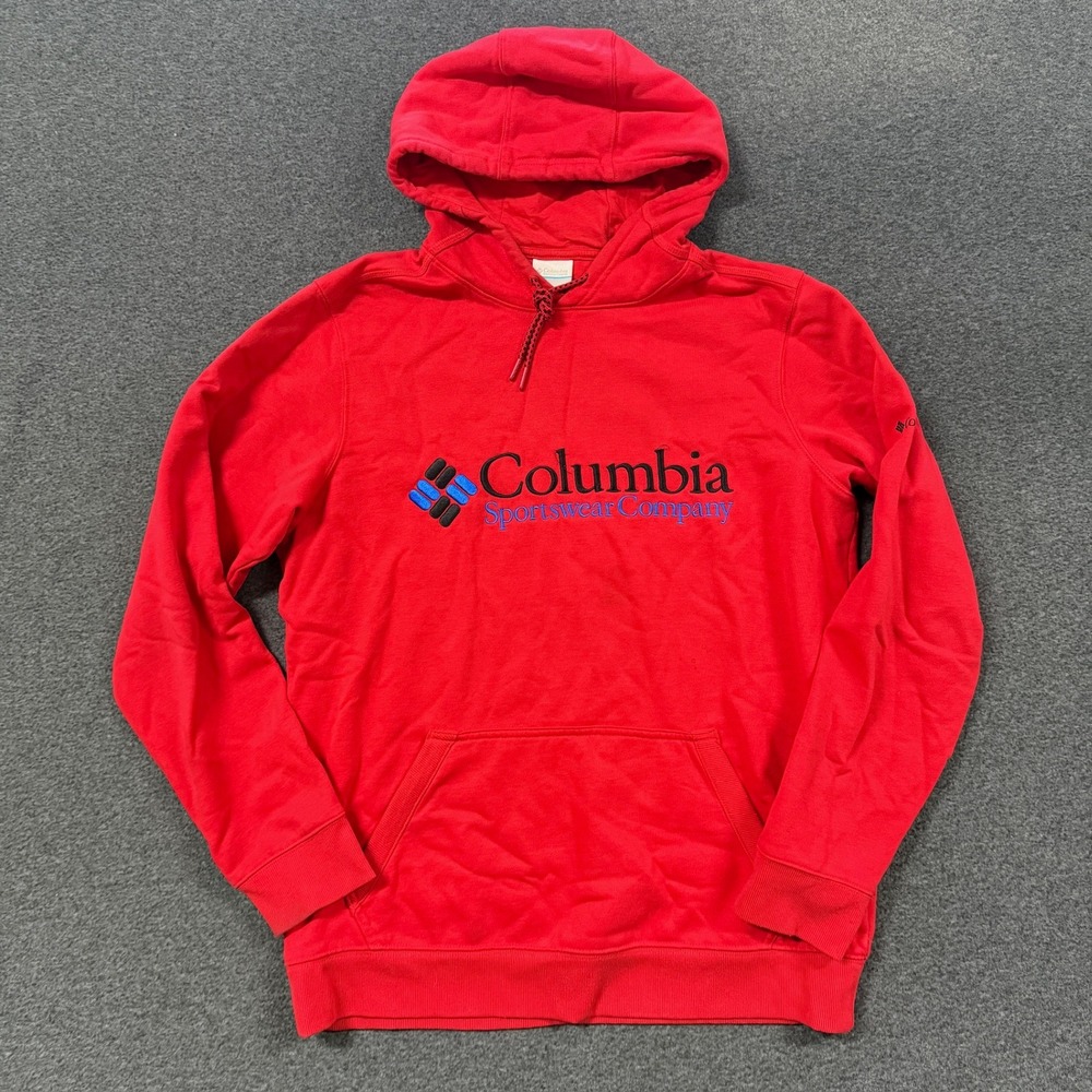 Modern Columbia Hoodie Mens Large Red Good Logo Graphic Pullover Sweatshirt